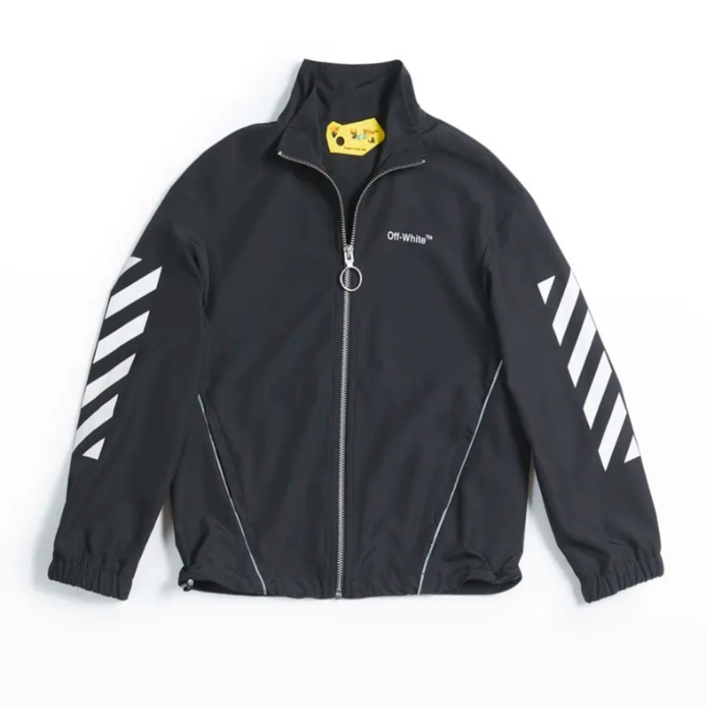Boys off-white Helvetica logo striped track jacket size 6